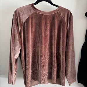 Deep pink velvet POL blouse (M) with lace-up detailing